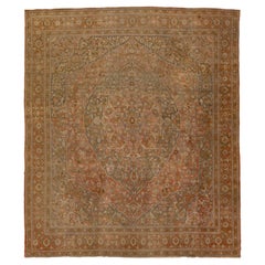 11 X 13 Tappeto di lana Tabriz fatto a mano con ruggine e disegno a medaglione