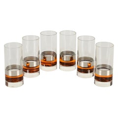 Ensemble de 6 verres en lucite et chrome écaille de tortue, Christian Dior, Italie, années 1970