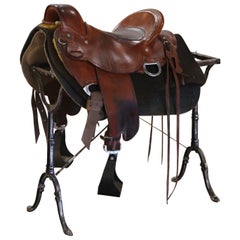 Silla de montar Vintage Gait Way McCall Company de cuero marrón