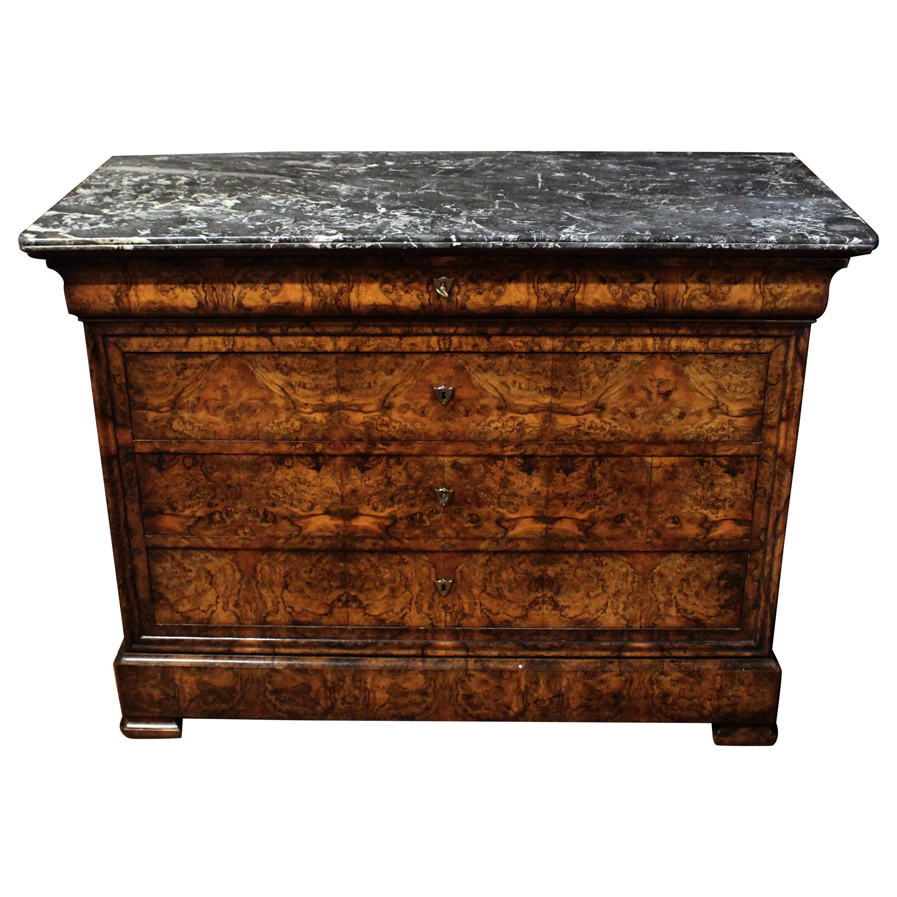 Circa 1840 Louis Philippe French Marble Top Commode or Chest of Drawers