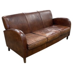 1920’s Art Deco French Leather Settee or Sofa