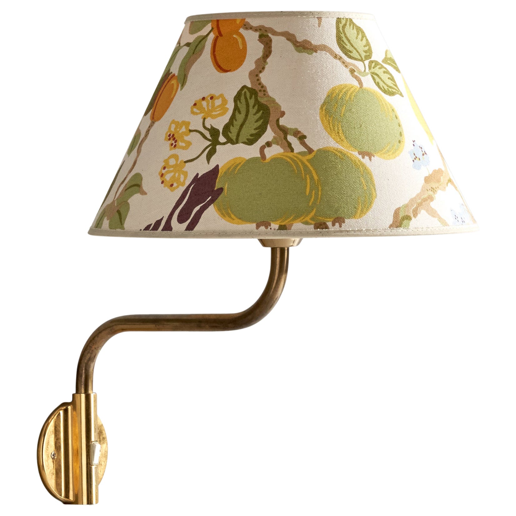 Ateljé Lyktan, Wall Light, Brass, Fabric, Sweden, 1970s For Sale