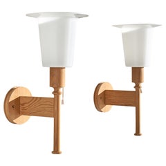 Uno Kristiansson, Wall Lights, Pine, Acrylic, Sweden, 1970s