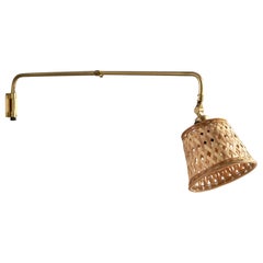 EOS, Wall Light, Brass, Rattan, Sweden, 1940s