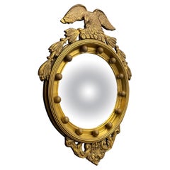 Antique Federal Style Giltwood Convex Mirror