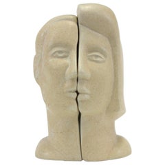 Peter Wright Interlocking Male, Female Busts Sculpture