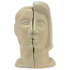 Peter Wright Interlocking Male, Female Busts Sculpture 3