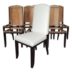 Ensemble de 8 chaises de salle à manger Art Déco en ébène de Macassar par Paul Frechet