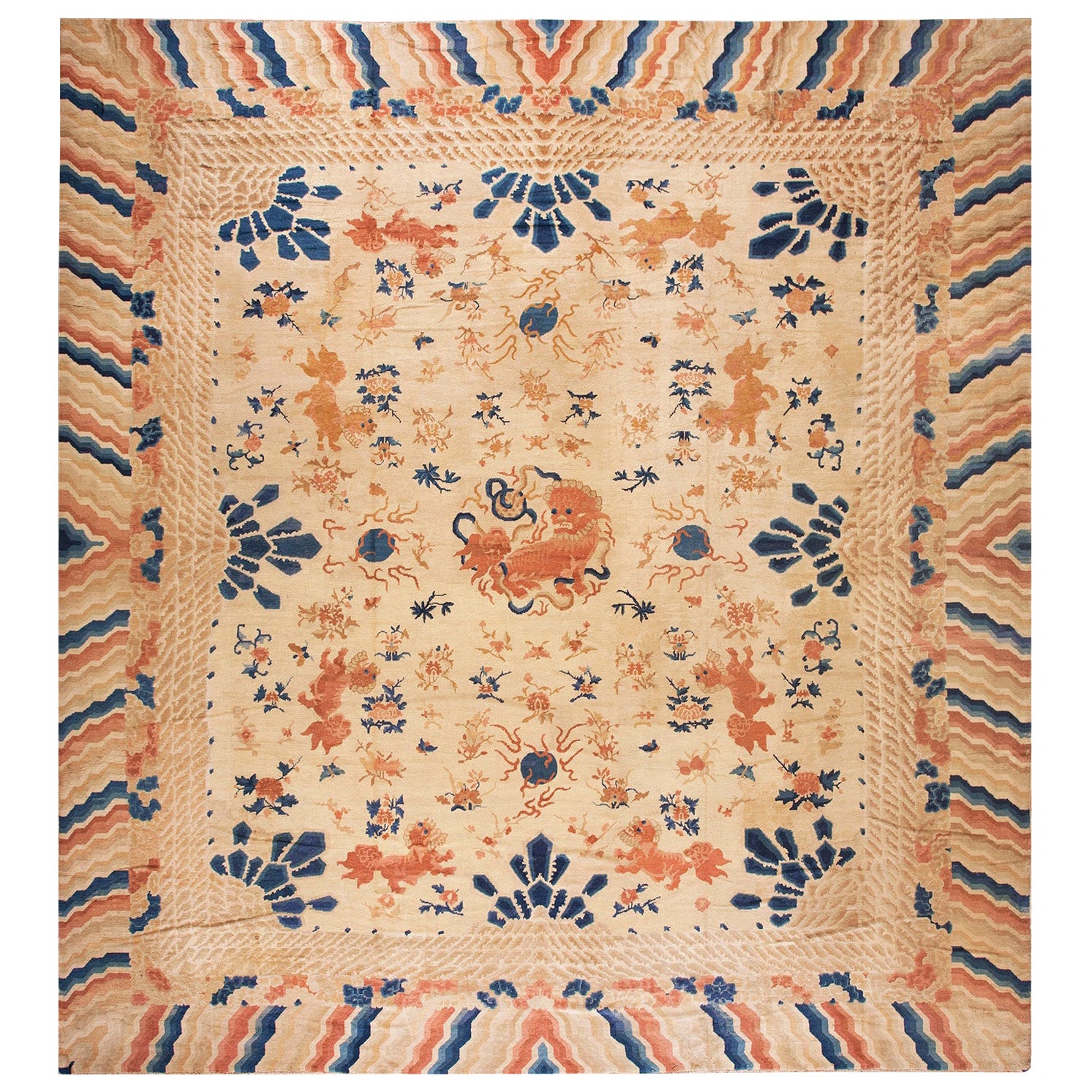 Mitte des 19. Jahrhunderts W. Chinesischer Ningxia Teppich