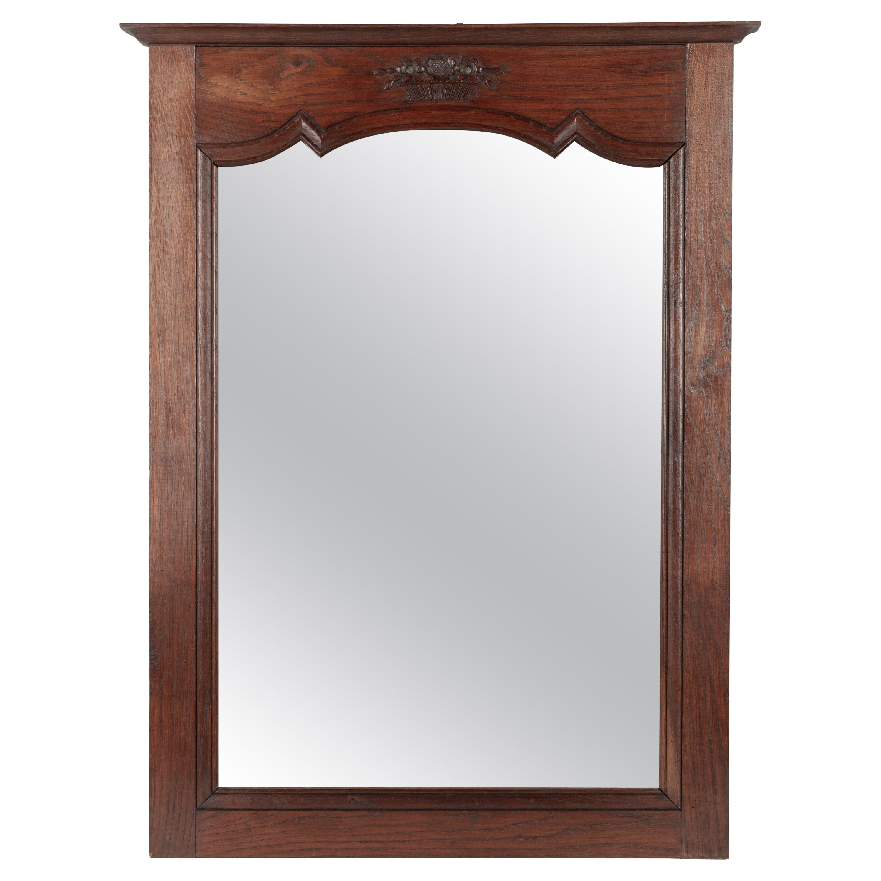 French Country Oak Trumeau Mirror