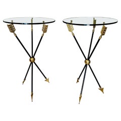 Pair of French Jansen Arrow Directoire Side Tables