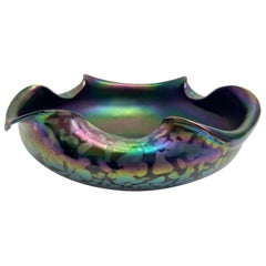 Loetz Art Glass Art Noveau Ciotola Grande Iridescente