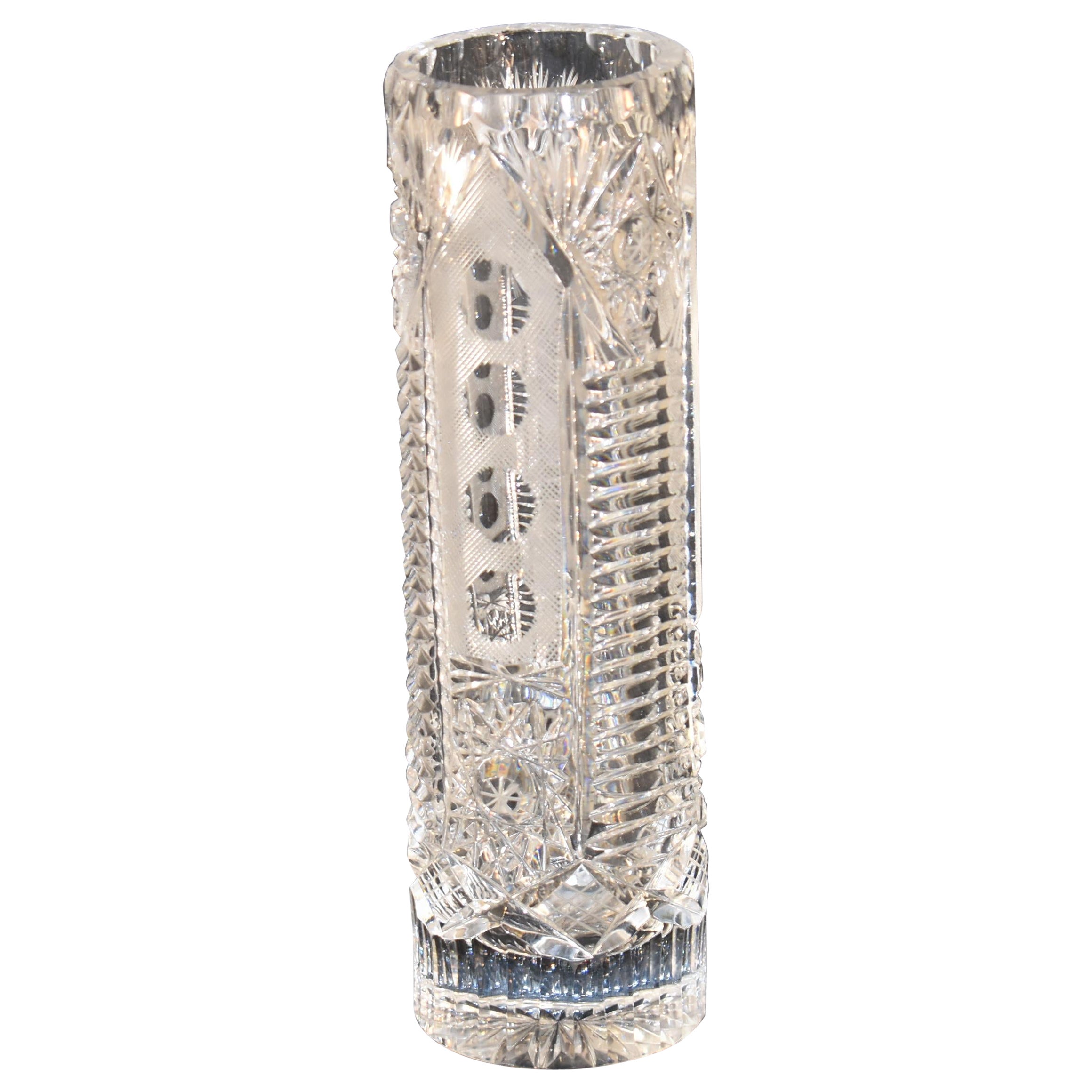 English Cut Glass Vase, Circa 1930's