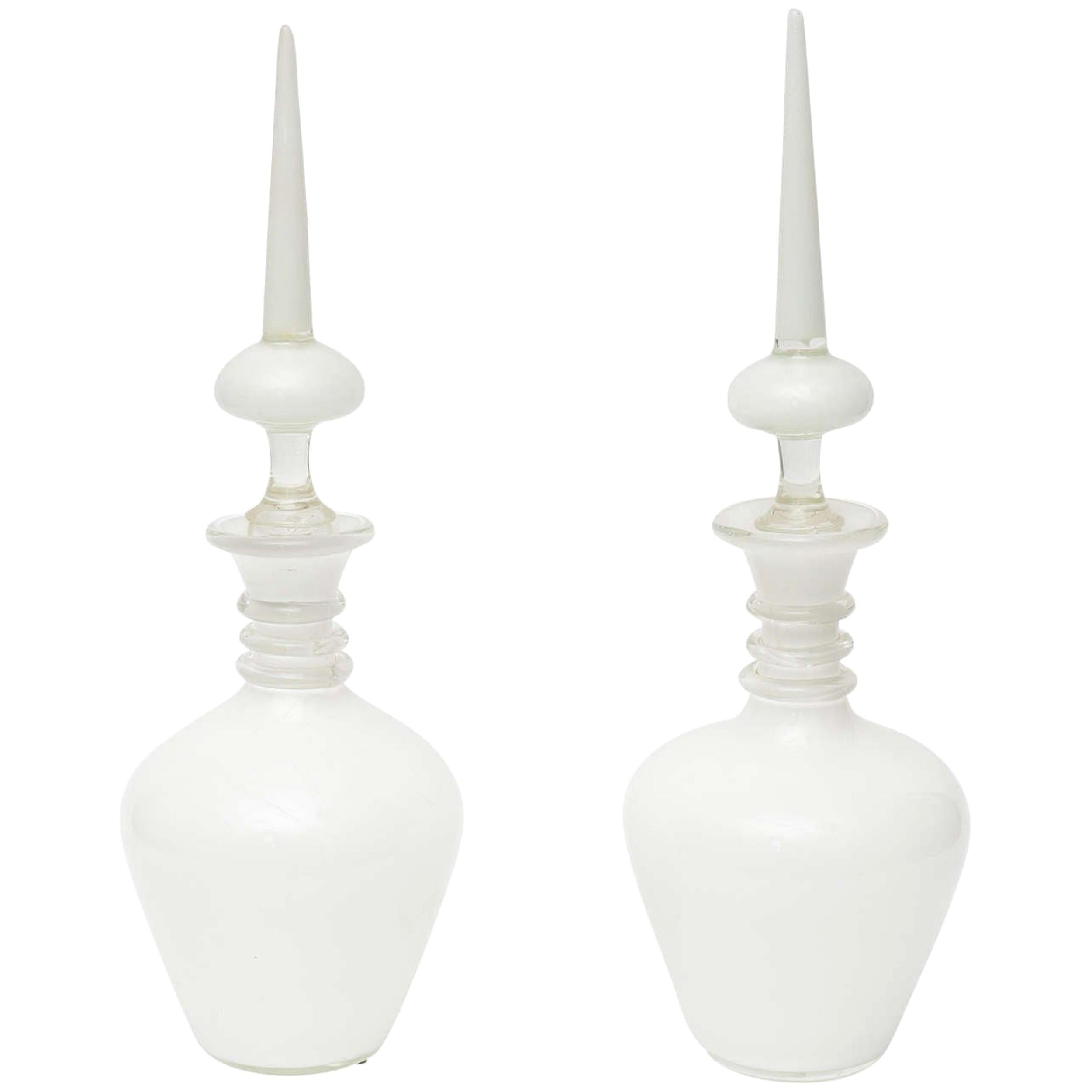 Paire de carafes italiennes en verre Seguso, Murano
