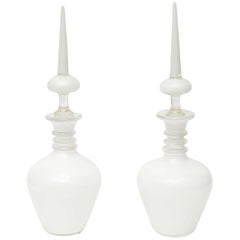 Fine Pair Italian Glass Decanters, Seguso, Murano