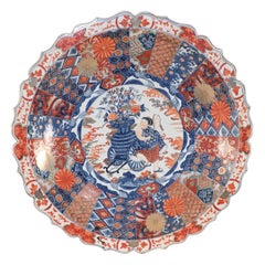 Cuenco de centro de mesa festoneado de porcelana china de exportación Guangcai con motivo naranja