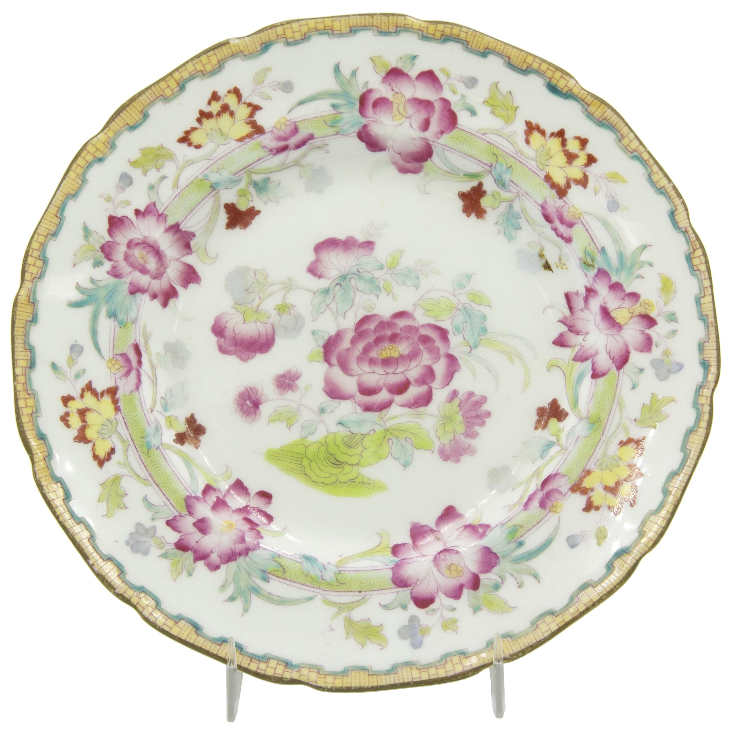 Set di piatti di porcellana inglese di epoca vittoriana con motivi floreali in vendita
