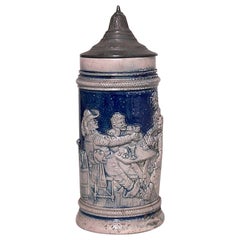 Stein de cerveza alemán de porcelana y peltre Metlack