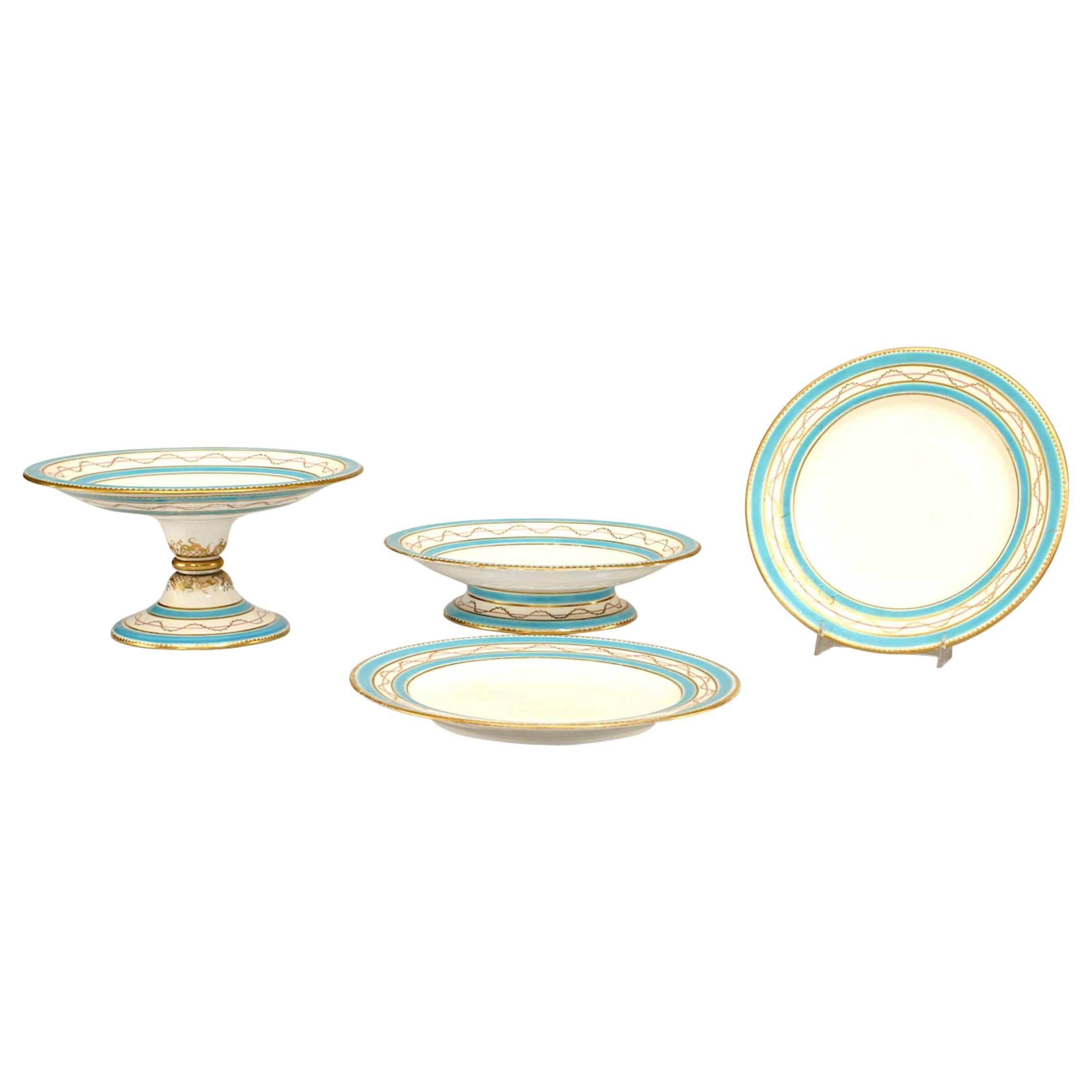 Juego de Platos de Postre de Porcelana Victoriana Francesa