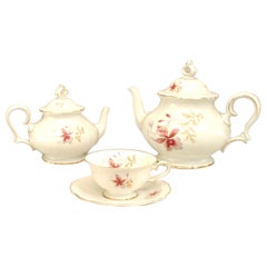 22 Piece Bavarian White Porcelain Chippendale Tea Set