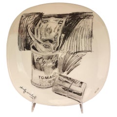 Andy Warhol Amerikanische moderne Campbell's-Suppen- und Geld-Teller mit Muster