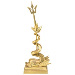 Butoir de porte italien en forme de Trident doré de style Classic