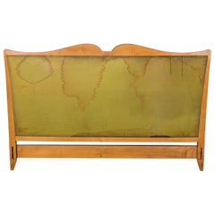French Art Nouveau Queen Sized Serpentine Shaped maple headboard