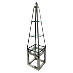Italian Modern Polished Chrome Obelisk Form Etagere