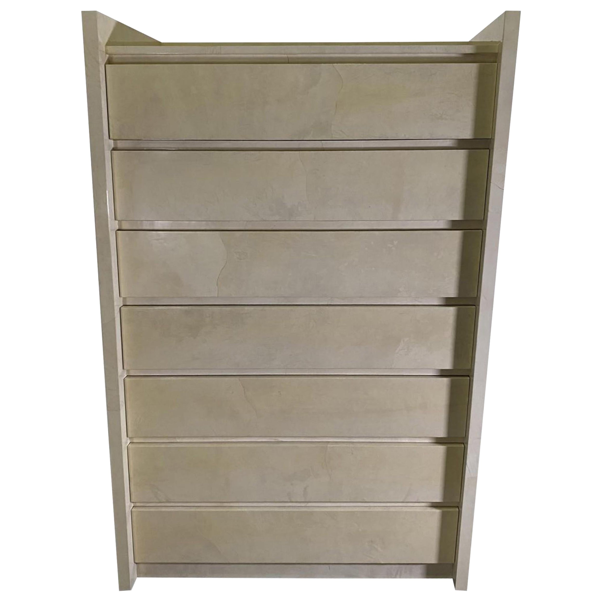 Rare American Modern Goatskin Highboy, Semanier, Karl Springer