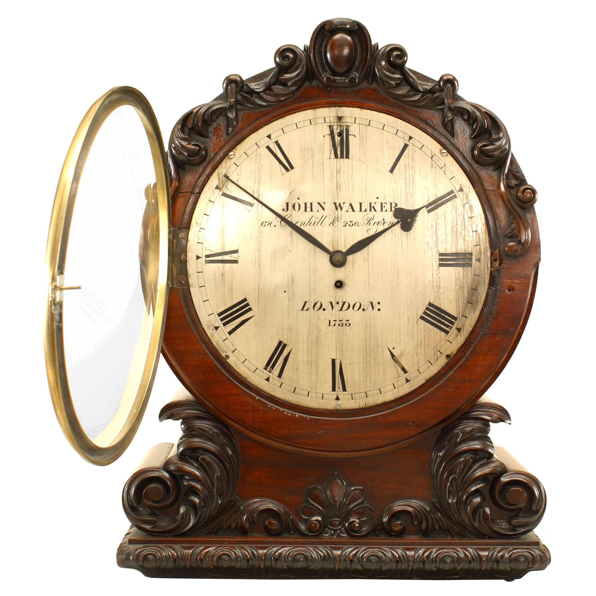 Reloj de chimenea inglés georgiano de caoba