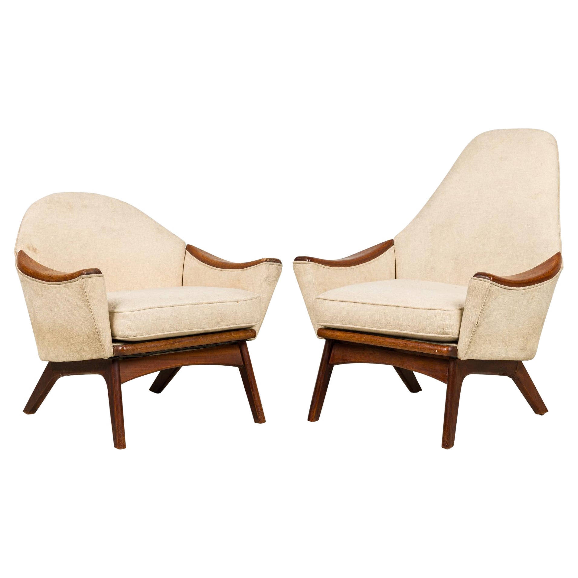 Paire de chaises longues modernes américaines similaires, Adrian Pearsall