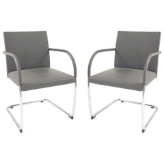 Pareja de sillones contemporáneos de cuero gris
