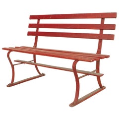 American Country Outdoor Red Bench