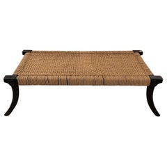 TH Robsjohn-Gibbings American Mid-Century Rope Woven "Klismos" Window Bench