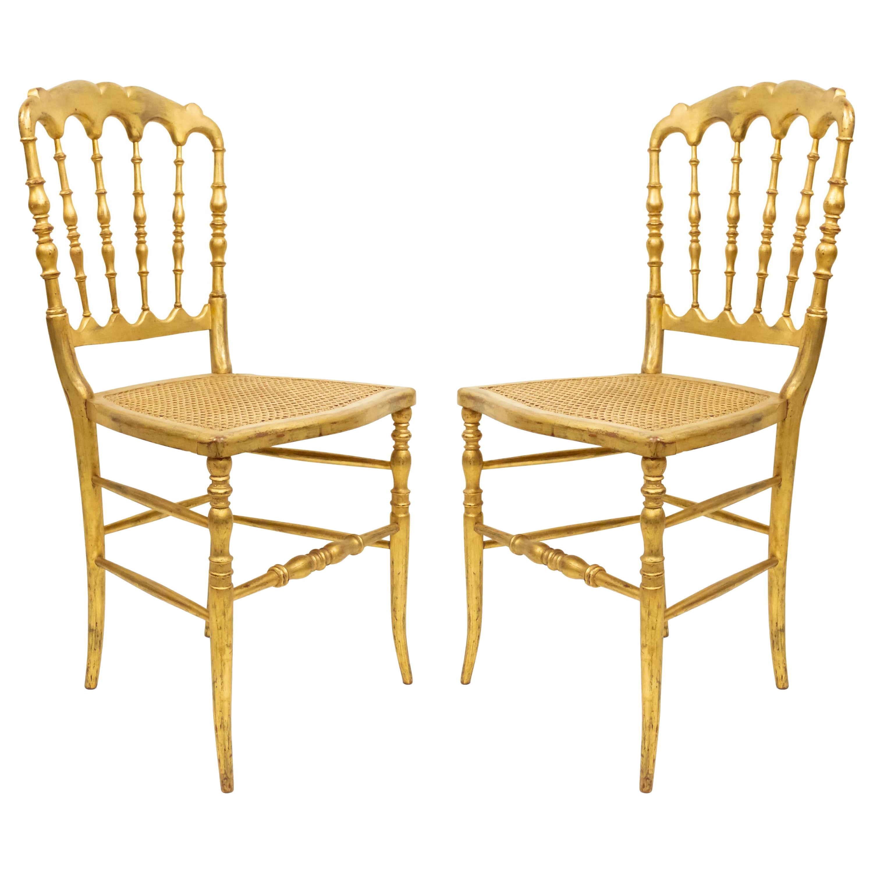 5 French Victorian Gilt Ballroom Side Chairs