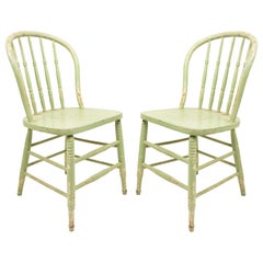 5 American Country Green Spindle Side Chairs
