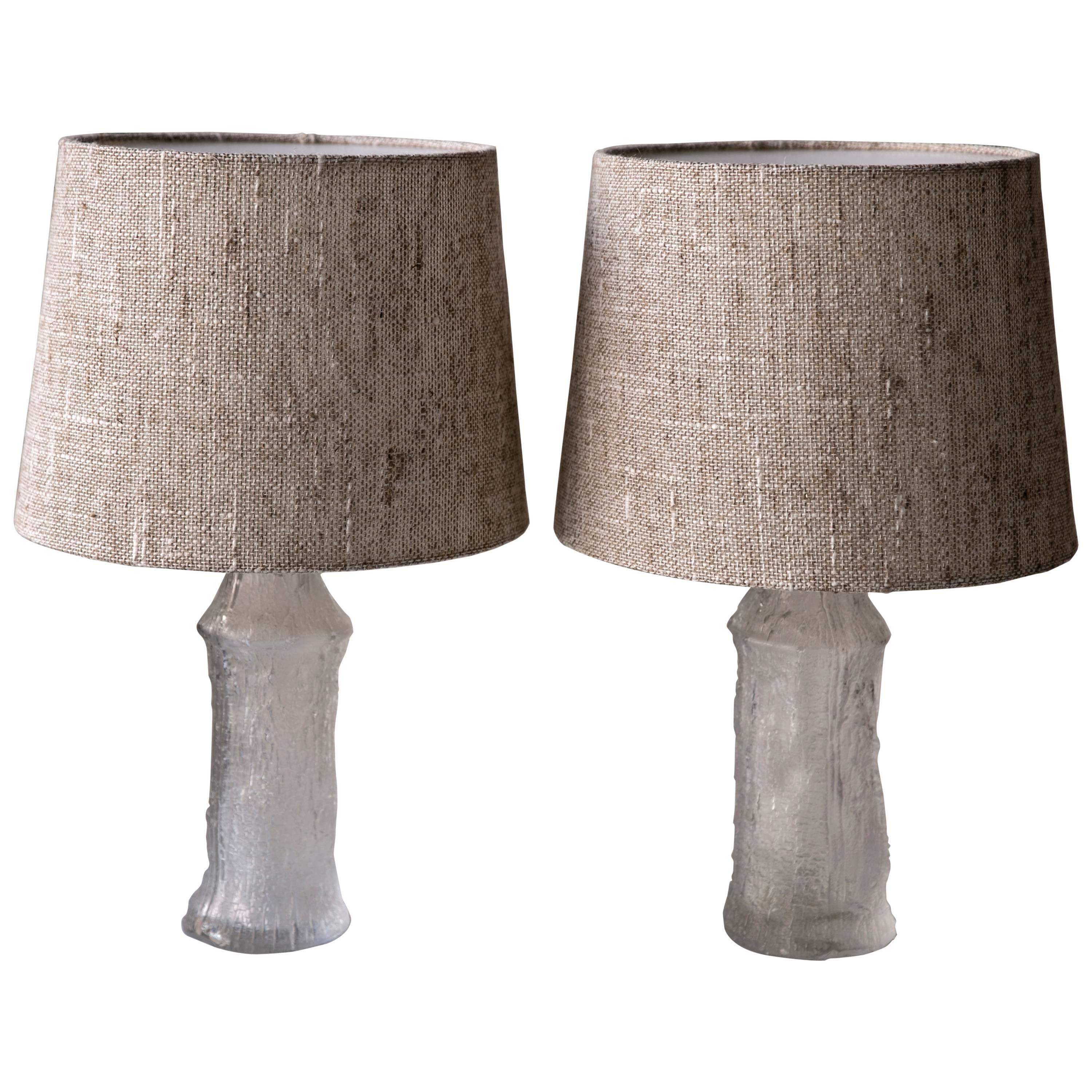 Pair of Sculptural Glass Table Lamps by Timo Sarpaneva For Sale
