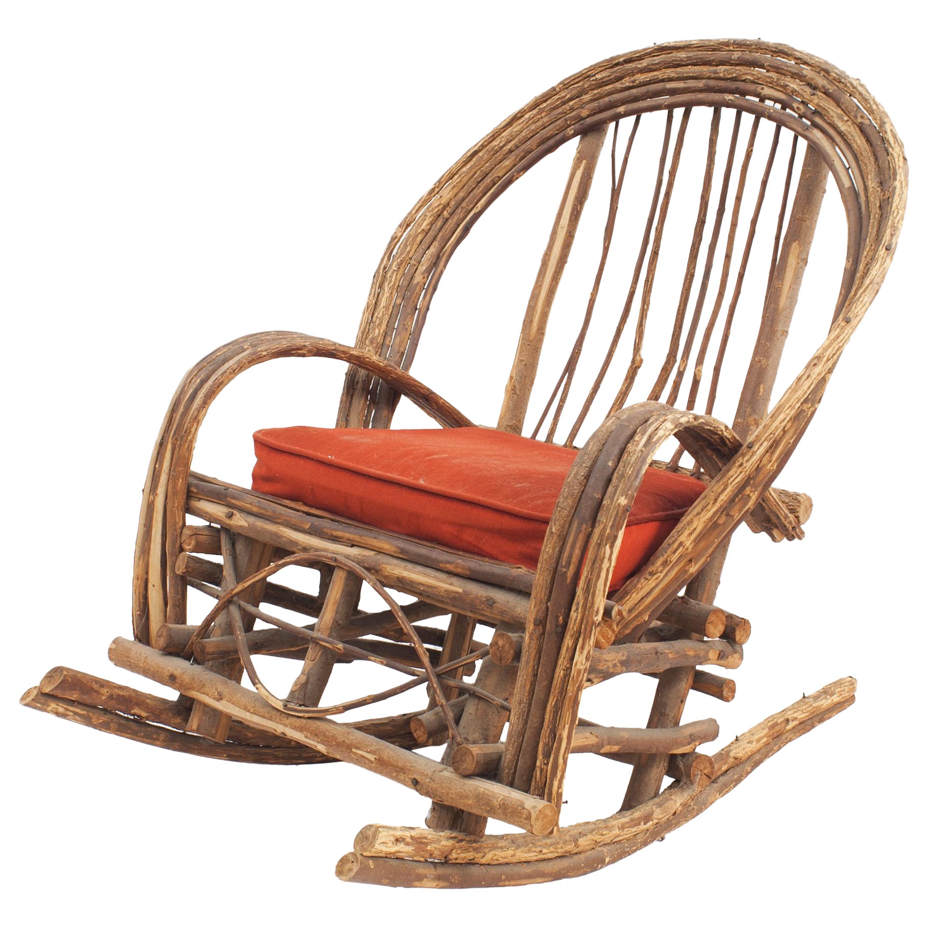 Rustic Adirondack Willow Rocking Chair