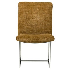Milo Baughman for Thayer Coggin Brown Woven Fabric 'Captain' Dining Side Chair