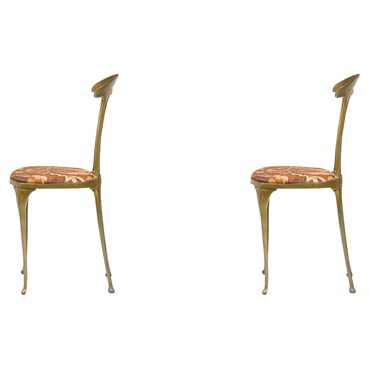 Pair of Palladio Italian Mid-Century Gilt Metal Side Chairs