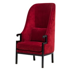 Milo Baughman American Mid-Century High Back Red Wing Armchair