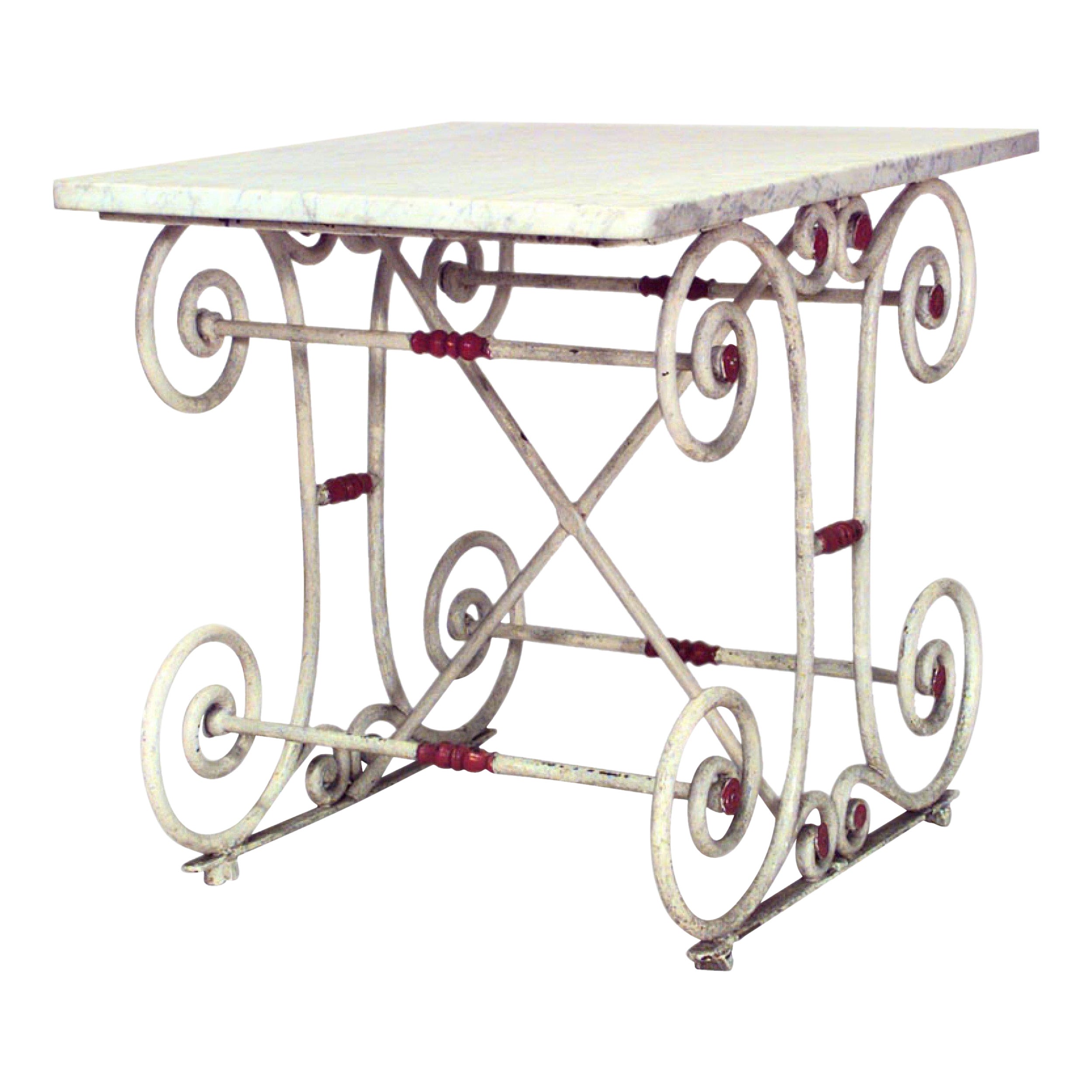 Outdoor Continental Style Marble Top Butcher's Table For Sale