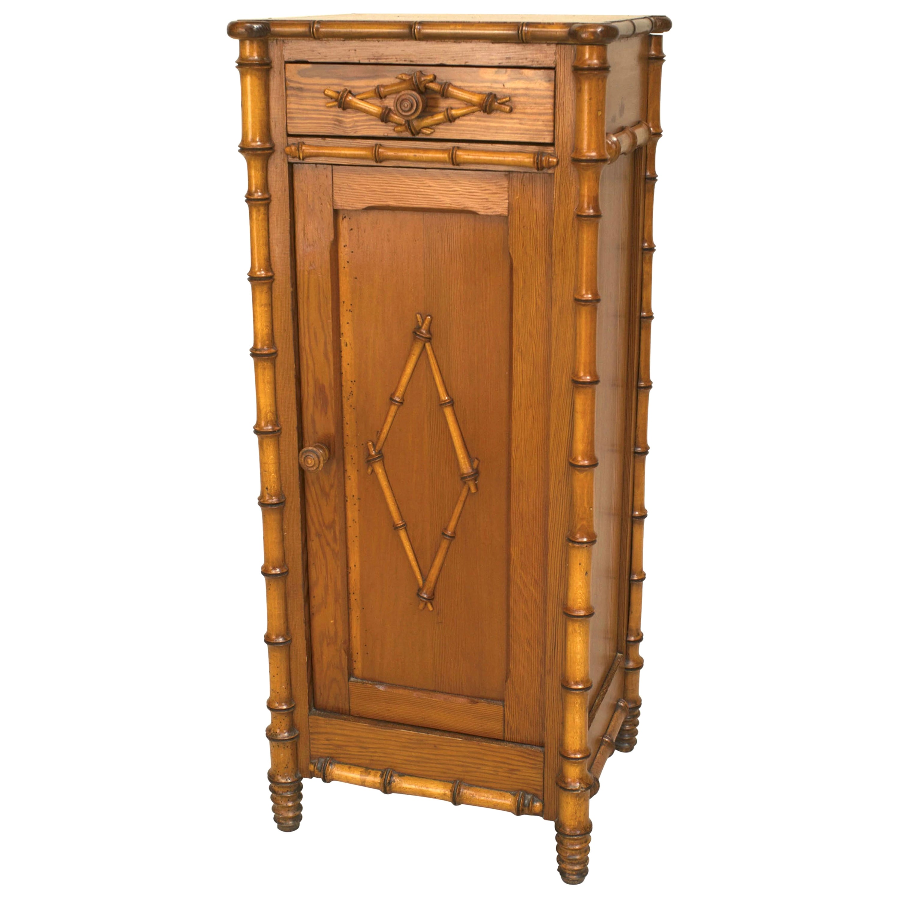 French Faux Bamboo and Pine Commode