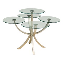 Vintage Unusual Silvered Metal and Glass Center / Display Table