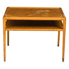 T.H. Robsjohn-Gibbings Square Two-Tier Bleached Walnut Coffee Table (Table basse carrée à deux niveaux en noyer blanchi)