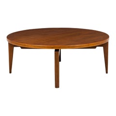 Jens Risom Mid-Century Danish "Lazy Susan" Walnut Revolving Coffee Table