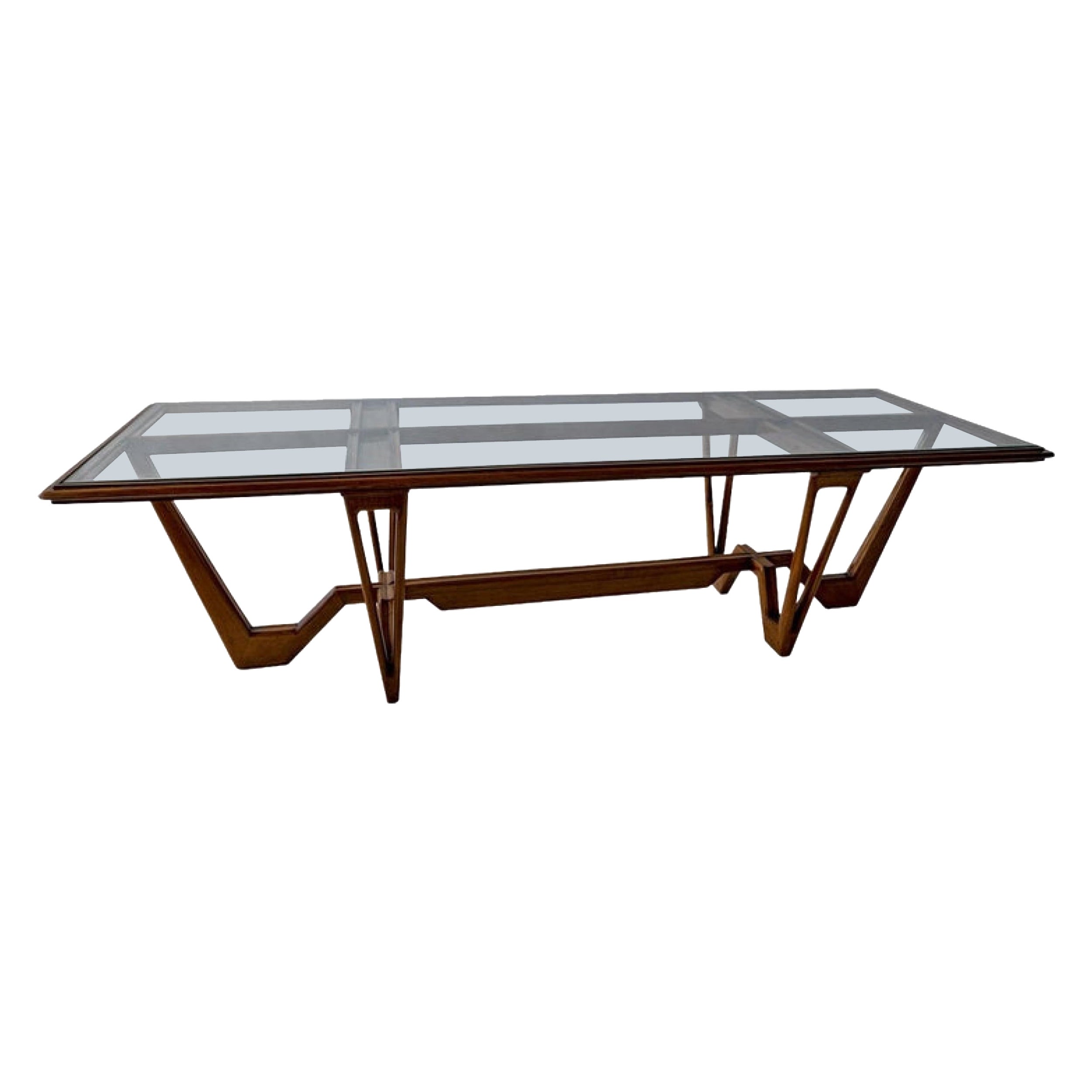 Italienischer moderner Couchtisch aus Holz und Glas