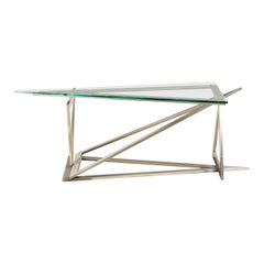 Moderner italienischer Tisch aus Edelstahl und Glas aus Edelstahl, Giovanni Offredi zugeschrieben