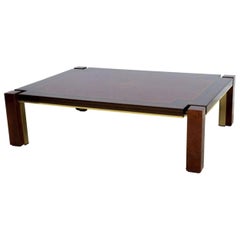 Moderner italienischer Tisch aus Ebenholz De Macassar, Walnussholz, Mahagoni und Messing