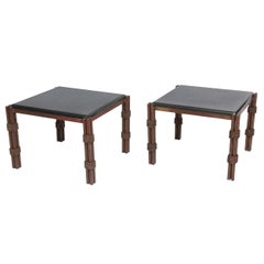 Pair of Mexican Modern Gilt and Painted Iron Marble-Top Tables by Arturo Pani
